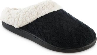 Isotoner Womens Cable Knit Alexis Hoodback Slippers In Black