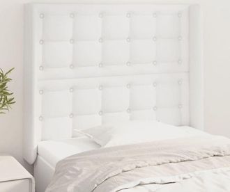 vidaXL Cabecero Con Orejas De Cuero Sint&eacute;tico Blanco 93x16x118/128 Cm Vidaxl