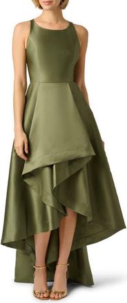 Adrianna Papell Mikado High/Low Sleeveless Gown in Jungle Olive at Nordstrom, Size 12