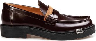 Maison Margiela Wine-coloured brushed leather moccasins