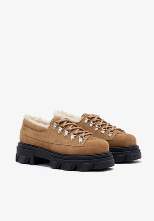 Ganni Womens Cleated Loafers In Cognac