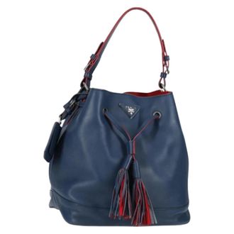 Prada Pre-owned Leather prada-bags - Dames - Vintage Tas - Blauw - ONE Size - Leer - Vintage