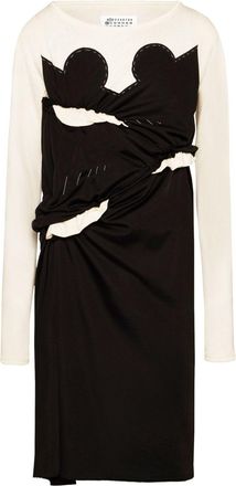 Maison Margiela Spliced-jersey midi dress - women - Viscose/Cotton/Polyamide/Virgin Wool - 38 - Black