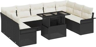 vidaXL Vidaxl - Conjunto De Sof&aacute; De Jard&iacute;n Manual 10 Pcs Negro 100 X 55 X 73 Cm