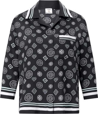 Casablanca Satin Monogram Blouse - Dames - Overhemden - Zwart - M - Satijn - Overhemden