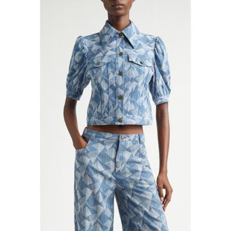 Ramy Brook Angelica Denim Jacket in Geo Denim at Nordstrom, Size X-Large