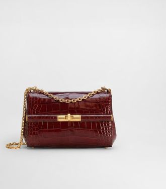 Dolce & Gabbana Marlene City Mini Bag In Polished Alligator - Woman Shoulder And Crossbody Bags Bordeaux Onesize