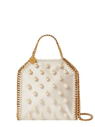 Stella McCartney Borsa a tracolla Falabella di Stella Mccartney in raso con dettaglio di perle vegane