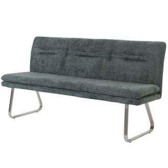 Hhg [nunca Usado] Banco Hhg-139, Banco De Comedor Banco Tapizado, Respaldo Tela/textil Chenilla Acero Inoxidable Cepillado 180cm, Azul-verde