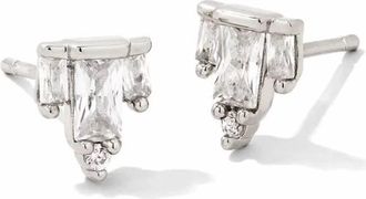 Kendra Scott Womens Juliette Stud Earrings In Silver/ White Crystal