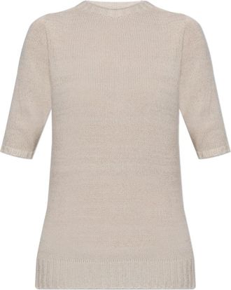 Fabiana Filippi Turtleneck met lurexdraad - Dames - Ronde hals truien - Beige - L - Wol - Truien & Vesten