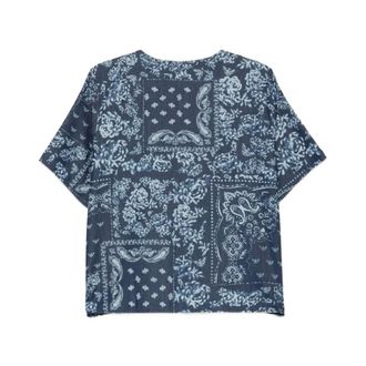 Emporio Armani Bandana Print Chambray Blouse - female - Emporio Armani - Shirts - Blue - 2XS - Blouses & Shirts