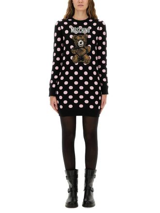 Moschino Polka Dot Dress With Logo