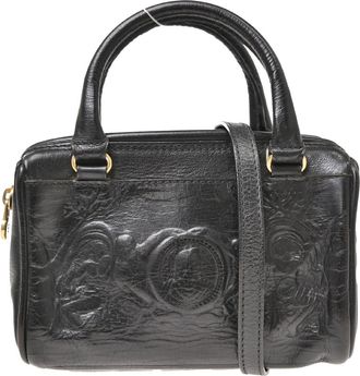 Fendi Convertible Boston Patent Black Leather Handbag (Pre-Owned)