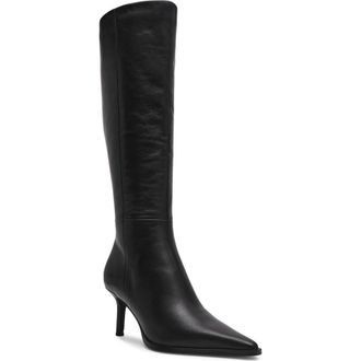 Steve Madden Lingo Pointed Toe Knee High Boot in Black Leather at Nordstrom Rack, Size 9.5