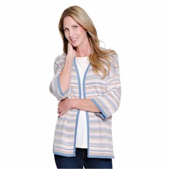 Multiples Drop Shoulder Open Front Sweater Jacket In Multi