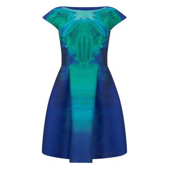 Alberta Ferretti Printed Trapeze Dress - female - Alberta Ferretti - Short Dresses - Blue - S - Dresses