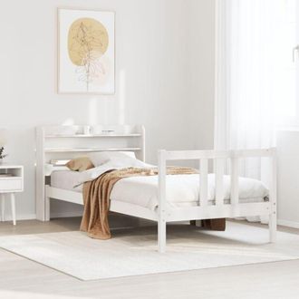 vidaXL Estructura De Cama Con Cabecero Sin Colch&oacute;n Blanco 90x200 Cm Vidaxl