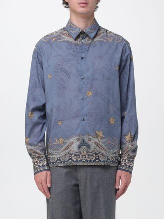 Etro Camicia in seta a maniche lunghe con stampa grafica e collo francese