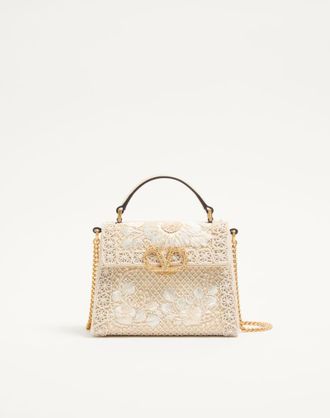 Valentino Garavani Borsa a mano mini Valentino Garavani Vsling ricamata con logo gioiello Donna BURRO UNI