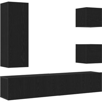 vidaXL Vidaxl - 6 Piece tv Cabinet Set Black Oak Engineered Wood