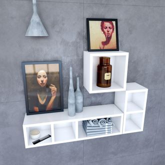 Aurlane Estanter&iacute;a Mural Blanca 80x20x20 Cm Con 3 Compartimentos - Personalyz Triplo