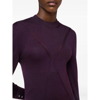 Paco Rabanne Silk-Wool Fine-Knit with Jewel Buttons Sweater - Purple