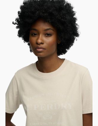 Superdry Womens Superdry Womens Luxe Casual Relaxed Short Sleeve T-Shirt - Peyote Beige - Size: 10