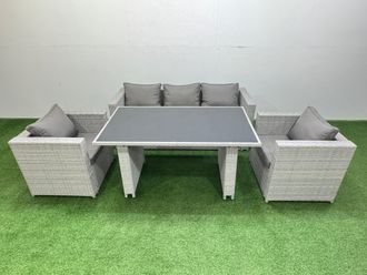 Fimous Patio Garden Furniture Sets with Dining Table Light Grey