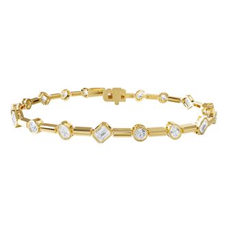 Diamond2Deal 14k Yellow Gold 2.8 Carat Multi Shape Lab Grown Diamond Bangle Bracelet 7