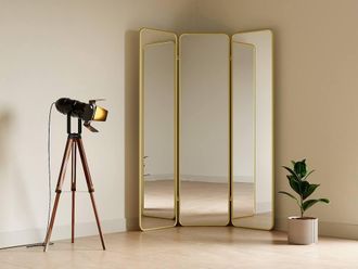 Vente-Unique 3-Panel Mirror Room Divider In Metal - W. 146 X H. 180 Cm - Gold