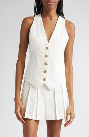Alice & Olivia Mazie Deep V-Neck Linen Blend Vest in Off White at Nordstrom Rack, Size 6
