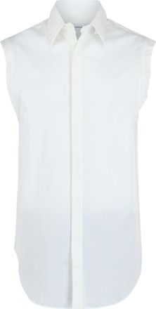 Ferragamo Raw Cut Sleeveless Tuxedo Shirt
