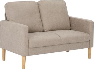OEM Sof&aacute; De 2 Plazas Tapizado En Microfibra Con Patas De Madera Reposabrazos 130x78x85 Cm Crema