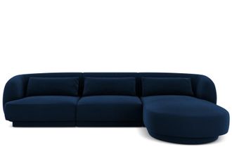 BLOOMINGLOFT 4-Sitzer Design Ecksofa Tulum mit Eckteil rechts, mit Samtbezug