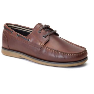 Base London Stern Leather Mens Burnt Brown Boat Shoes - Size UK 10