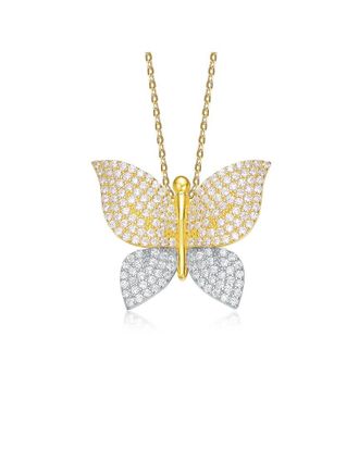 Genevive 14K Over Silver Cz Pendant Necklace