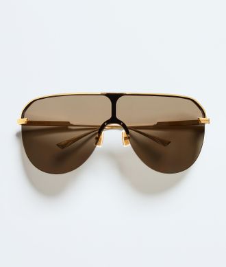 Bottega Veneta Long Ribbon Shield Sunglasses - Gold - Unisex - U