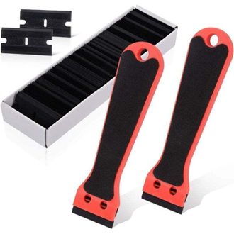 OEM Raspadores De Pl&aacute;stico Con 100 Raspadores, Raspadores De Mango Largo, Para Quitar Etiquetas, Pegamento, Pintura, Pegatinas Y Calcoman&iacute;as, Rojo - Crezu