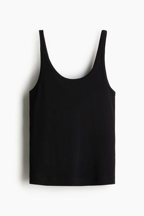 H&M Geripptes Tanktop - Schwarz