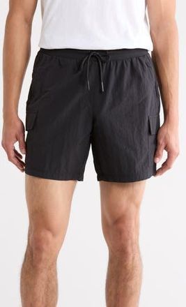 90 Degree by Reflex Crinkle Creed 7-Inch Cargo Shorts in Black at Nordstrom Rack, Size Xx-Large