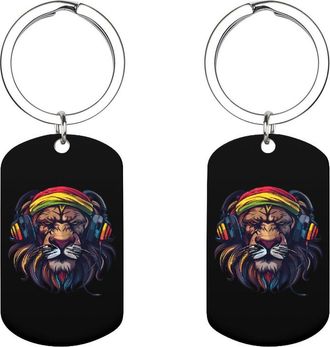 Generic Rasta Reggae Music Lion Cute Keychain Metal Key Ring Keychains Bag Purse Pendant Charms for Women Men