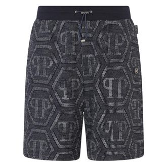 Philipp Plein Heren, Korte broeken, Blauw, Maat: M Katoen