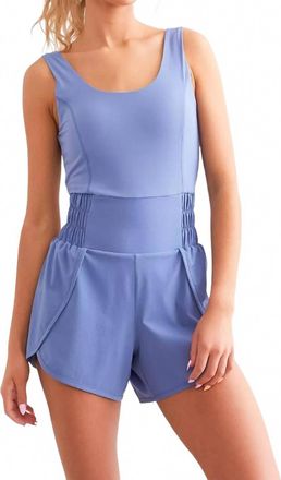 Mono B Kendall Shortsie Romper In Sky Blue