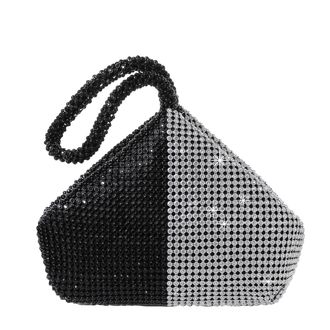 Babeyond Womens Rhinestone Clutch Evening Bags Sparkly Glitter Triangle Purse for 1920s Party Prom Wedding, Black and Silver, One Size