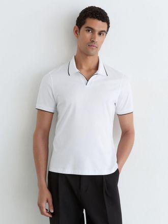 Reiss White Air-water Cotton Tipped Polo Shirt, Xxl