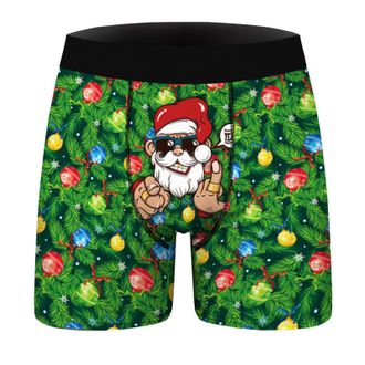 Generic Mens Novelty Boxer Shorts Funny Trunks Swimwear Novelty Shorts Pyjamas Printed Underwear for Men Designer Boxers Xmas Sale Clearance Green