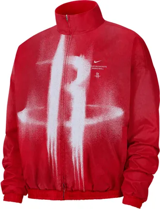 Nike Houston Rockets Nike Mens Standard Issue Woven Basketball Jacket in Red | II6053-657