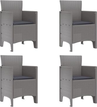 vidaXL Silla De Jard&iacute;n 4 Pcs Gris Claro 53 X 49 X 85 Cm Pp Vidaxl