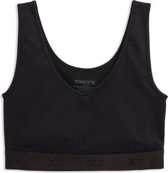 TomboyX V-Neck Compression Top in Black at Nordstrom, Size X-Large